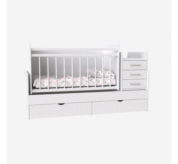  Детская кроватка трансформер 3 в 1 Binky ДС039 White МДФ